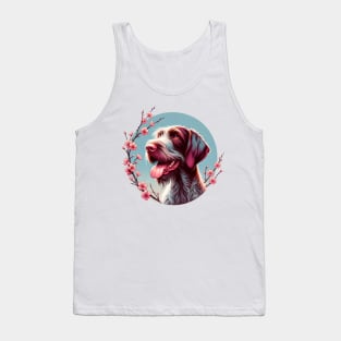 Slovakian Wirehaired Pointer Welcomes Spring with Cherry Blossoms Tank Top